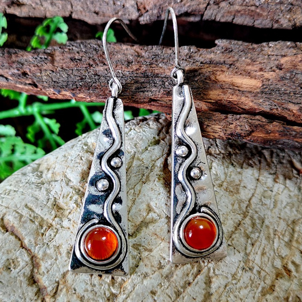 Natural Carnelian Gemstone Earring - Picture 2 of 6